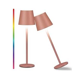 Faithorse 2pc 5200mAh RGB Cordless Table Lamp, RGB 8 Modes & Touch Control Rechargeable Battery Desk Lamp, IP54 Waterproof Battery Operated Lamp for Bedroom/ Restaurant/ Camping/ Bars (Rusty Red)