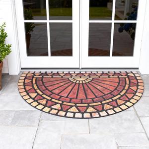 Doormat Outdoor Rubber Mat 18"x30" Heavy Duty, Waterproof Front Door Mat for Outside Entrance, Half Round Welcome matt Outdoor for Entry, Porch (Orange)