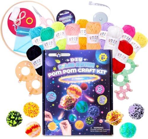 Original Stationery DIY Solar System Pom Pom Craft Kit – All-Inclusive Science and Art Project for Kids 8+ - Space Books for Kids 8-12 Ages with Bouncy Balls