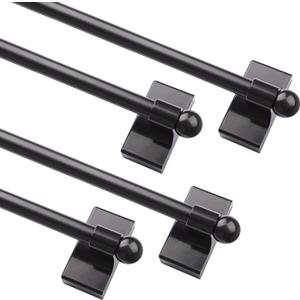 Multi functional hanging pole Magnetic Curtain Rods for Metal Doors No tools required, Multi-Use Adjustable Appliance for Windows Iron Steel Places 16-28 Inch4 Pack, Black