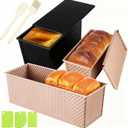 3 Pack Set Pullman Loaf Pan with Lids, 2.2 lb & 1 lb & 0.8 lb Dough Capacity,Non-Stick Sandwich Bread Loaf Pan for Homemade Baking Bread