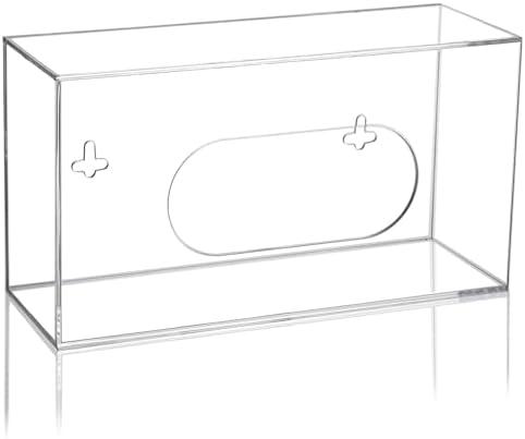 Aphbrada Acrylic Glove Box Holder Wall Mount Disposable Glove Dispenser Storage Organizer for Kitchen, Lab, Garages, Office, Clear