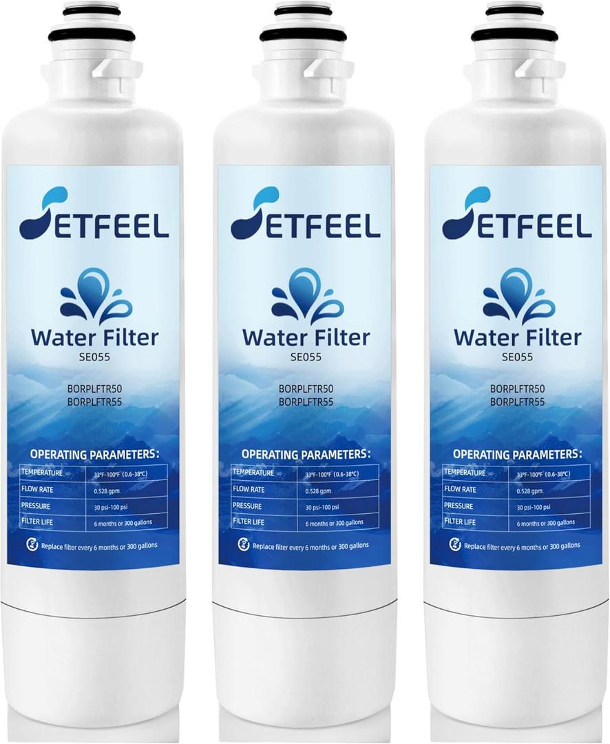 11032531 Refrigerator Water Filter For Bosch, Ultra-Clarity Pro BORPLFTR50, Fit Thermador Water Filter Replacement BORPLFTR55 B36CT80SNS B36CD50SNS Replfltr55, Ra450022, 3 Pack SETFEEL