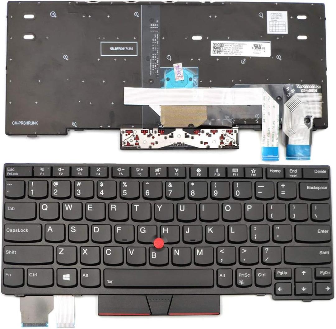Laptop Replacement US Layout Backlit Keyboard for ThinkPad X280 A285 X390 X395 L13 Yoga S2 5th S2 Yoga 5th 01YP200 SN20P33911, Black