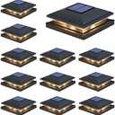 APONUO Solar Post Cap Lights, 12 Pack 2-Modes Bright Deck Post Lights Solar Powered Outdoor Waterproof Garden Patio Fence Deck Decor for Fence Deck Post 4x4, 6x6 Wood,4x4, 5x5 Vinyl