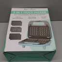 Bakers Friend 3 in 1 Mini Waffle Maker with Removable Plates, Mini Pancake Maker, Grilled Cheese Maker, Breakfast Sandwich Maker Press, Indoor Grill, Belgian Waffle Maker, Aqua