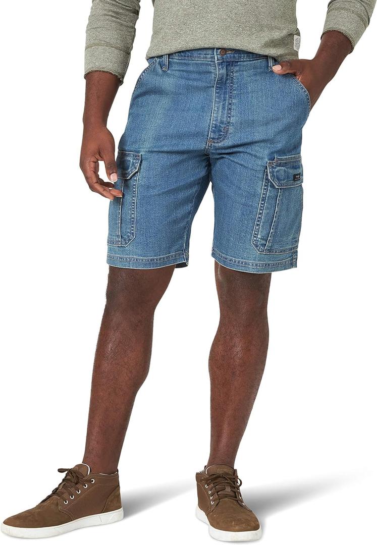 Wrangler Authentics Men's Classic Cargo Stretch Short (38, Medium Tint Denim)