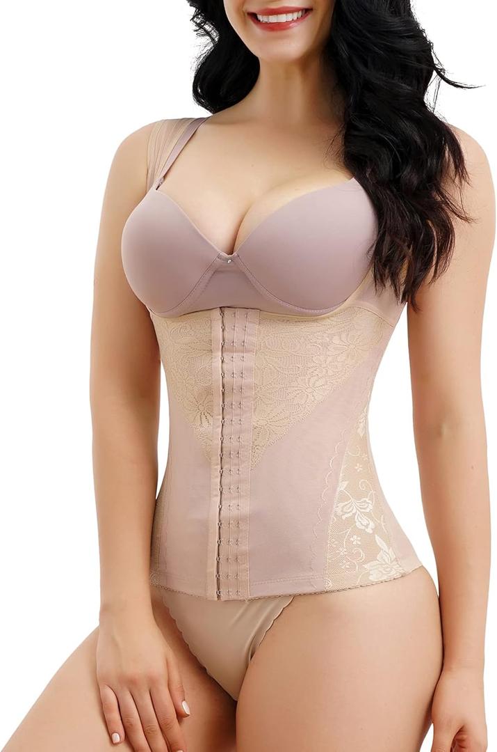 Nebility Women Waist Trainer Vest Breathable Shapewear Weight Loss Tank Top Shirt Workout Corset (3XL, Beige)