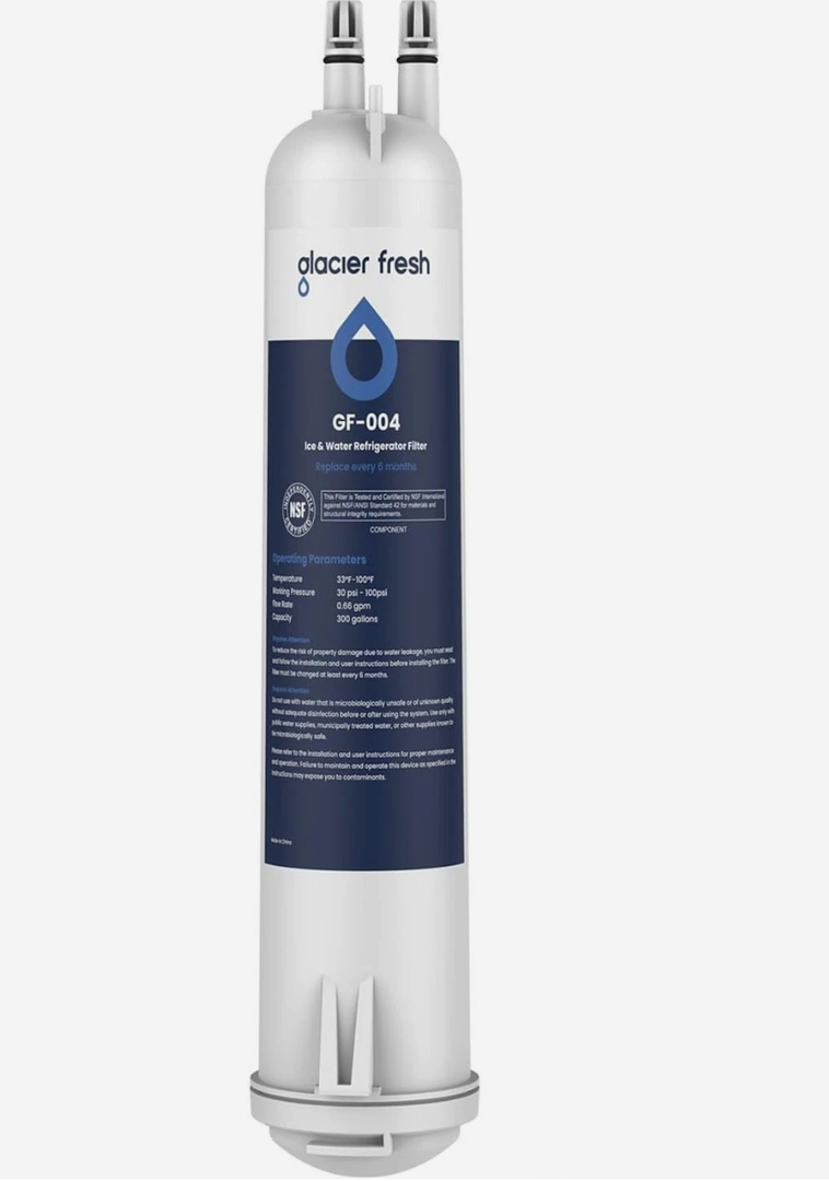GLACIER FRESH GF-004 Refrigerator Water Filter EDR3RXD1 KAD3RXD1, WHR3RXD1, 1pk