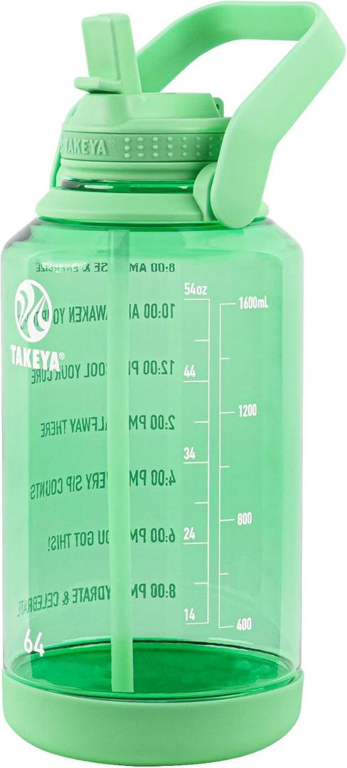 Takeya 885395541013 Tritan Bottle, Straw Lid and Extra Large Carry Handle Pistachio Green 64oz