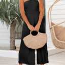 ANRABESS Women's Summer Straps One Shoulder High Waist Dressy Casual Wide Leg Linen Jumpsuit Romper Beach Travel Outfits (Black, M)