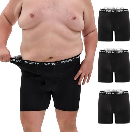 INNERSY Men's Big and Tall Boxer Briefs Breathable Mesh Cooling Underwear 3-Pack(Black,4X)