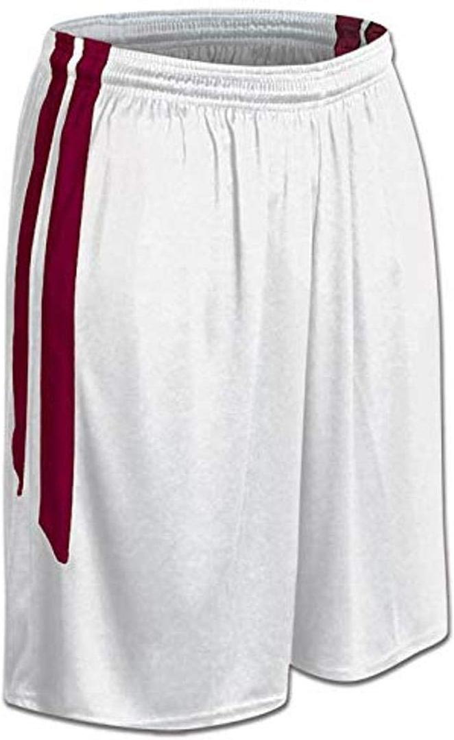 Champro Women's Standard Dri Gear Muscle Basketball Shorts, White, Cardinal, Small