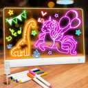 LED Drawing Board for Kids, Rechargeable Light Up Acrylic Dry Erase Board, Led Drawing Tablet with 11 Colors, Invisible Stand Glow Doodle Board Birthday Christmas Gifts for Kids Girls Boys (White)