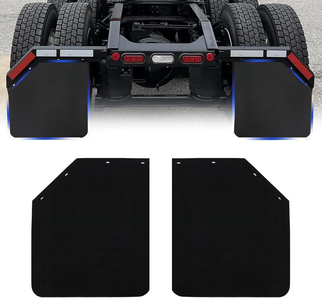 Mud Flaps for Semi Trucks Tractor Trailer Heavy Duty TPE Polymer Rubber Mudflaps Oversized Splash Guard, 24 x 30 Inch, Cut Corner Design.