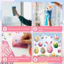 6 x Easter Window Clings Decorations: Large Vintage Easter Egg Window Clings, Farmhouse Spring Easter Bunny Eggs Decals for Glass Windows, Kids Home Office School Spring Celebrations Indoor