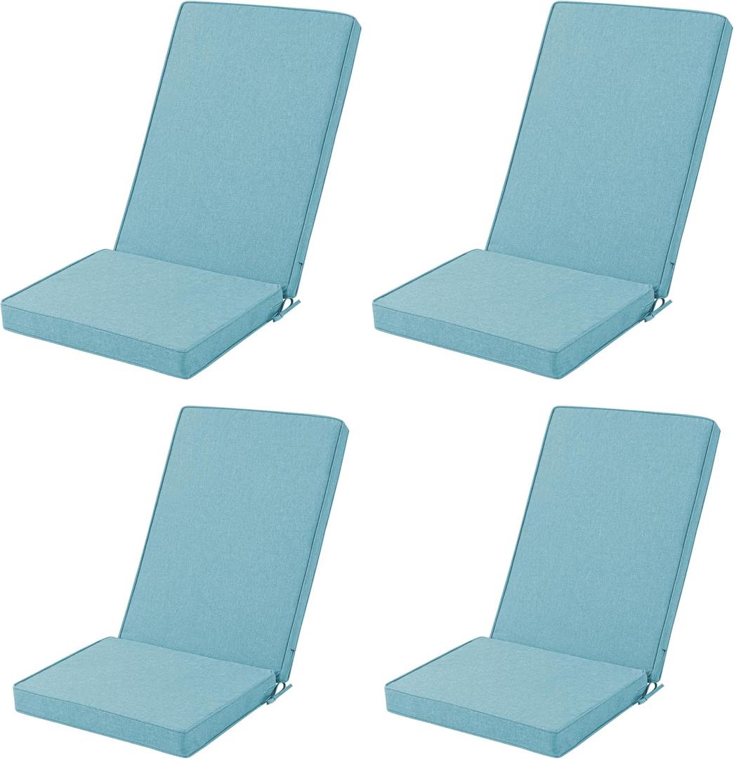 Adirondack Chair Cushions Set of 4 - Removable Covers, Water-Repellent & Fade-Resistant Faux Linen, Securing Straps, Non-Slip Bottom, Fit for Most Outdoor Adirondack & Rocking Chairs - Teal