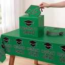 Tenceur Green and Black Graduation Party Decorations Set 2026 Graduation Card Box Tablecloth and 50 Pack Advice Cards for Guests Welcome Table Graduate Party Favors Decor Supplies Gifts