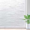 rabbitgoo Window Privacy Film Frosted Glass Film Removable Vinyl Door Coverings UV Blocking Decorative Static Cling Non-Adhesive Window Clings Sticker for Home Decor, 17.5 x 78.7 Inches (Pure Wave)