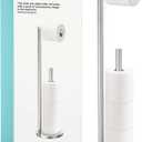 Toilet Paper Holder Stand, Bathroom Toilet Paper Roll Holder Stand with Reserve, Standing Toilet Paper Holder with Storage,Toilet Paper Roll Holder for 4 Rolls, Brushed Nickel