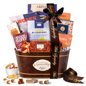 Broadway Basketeers Sympathy Care Package Gift Basket of Chocolates & Sweets.Send Condolences & Well Wishes with Beautiful Basket Enjoy Large Assortment of Sweets & Savory,Perfect for Mom Dad Friends