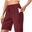 Hugut Women's Lightweight Hiking Cargo Shorts Quick Dry Athletic Shorts Camping Travel Golf Zipper Pockets Water Resistant Size M