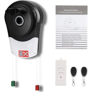 Automatic Roller Door Opener, Roll Up Garage Door Opener with 4 Remotes 800N & Secure Encryption for Garage Warehouse Store & Barn Farm, Wall Mounted