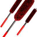 Soft Brsuh Wheel Brushes Set (3 Pack) - 3 Szie Synthetic Soft brsuhie Brush, 1x Car Detail Brush, Wheel Soft brsuhies Cleaning Brush for Car Rim Wheel Washing (Red Handle)