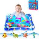 ZMLM Baby Tummy Time Water Mat for Babies: Baby Toys Gifts for Newborn Infant 3 6 9 12 Month Boy Girl Inflatable Activity Playmat Sensory Mat Toddler Belly Time Pat Indoor Summer Gifts (Blue)