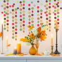 Syhood 10 Pcs Thanksgiving Party Decorations Orange Fall Paper Dot Circle Garlands 130 Feet Glitter Streamers Hanging Banner Decor