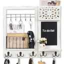 Dhmkfly Key Holder Wall Mount, Mail Organizer with 10 Hooks and Shelf, Wall Decorative Key Rack with Chalkboard for Entryway Hallway Bedroom Farmhouse Dog Leash Home Decor