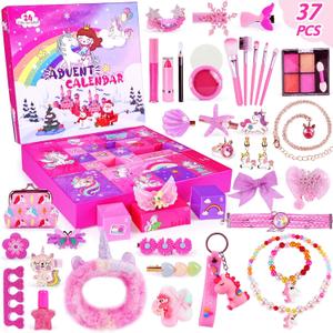 Advent Calendar 2025 Girls 24 Days Christmas Countdown Calendar Unicorn Kit Xmas Gifts for Kids Christmas Stocking Stuffers Toys for 4 5 6 7 Year Old Girl Birthday Xmas Gifts
