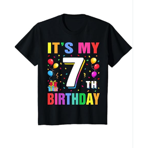 Youth 7th Birthday Gifts Boy Girl 7 Years Old It's My 7th Birthday T-Shirt
 (Small, Black)