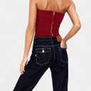 Mylleure Women Sheer Mesh Tube Top Back Zip Up Sleeveless Strapless Bandeau Crop Top Sexy See Through Going Out Streetwear