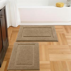 Bathroom Rugs Set 2 Piece, Soft Absorbent Microfiber Bath Mat Set, Non Slip Quick Dry Machine Washable Plush Shaggy Bath Rugs for Bathroom
