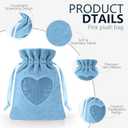 Yoojahow 48 Pcs Blue Velvet Organza Gift Bags with Drawstring 4 x 6 Inch Velvet & Heart Organza Jewelry Pouches Glossy Small Cloth Bag for Wedding Bridal Shower Baby Shower Party Favor, Blue and White