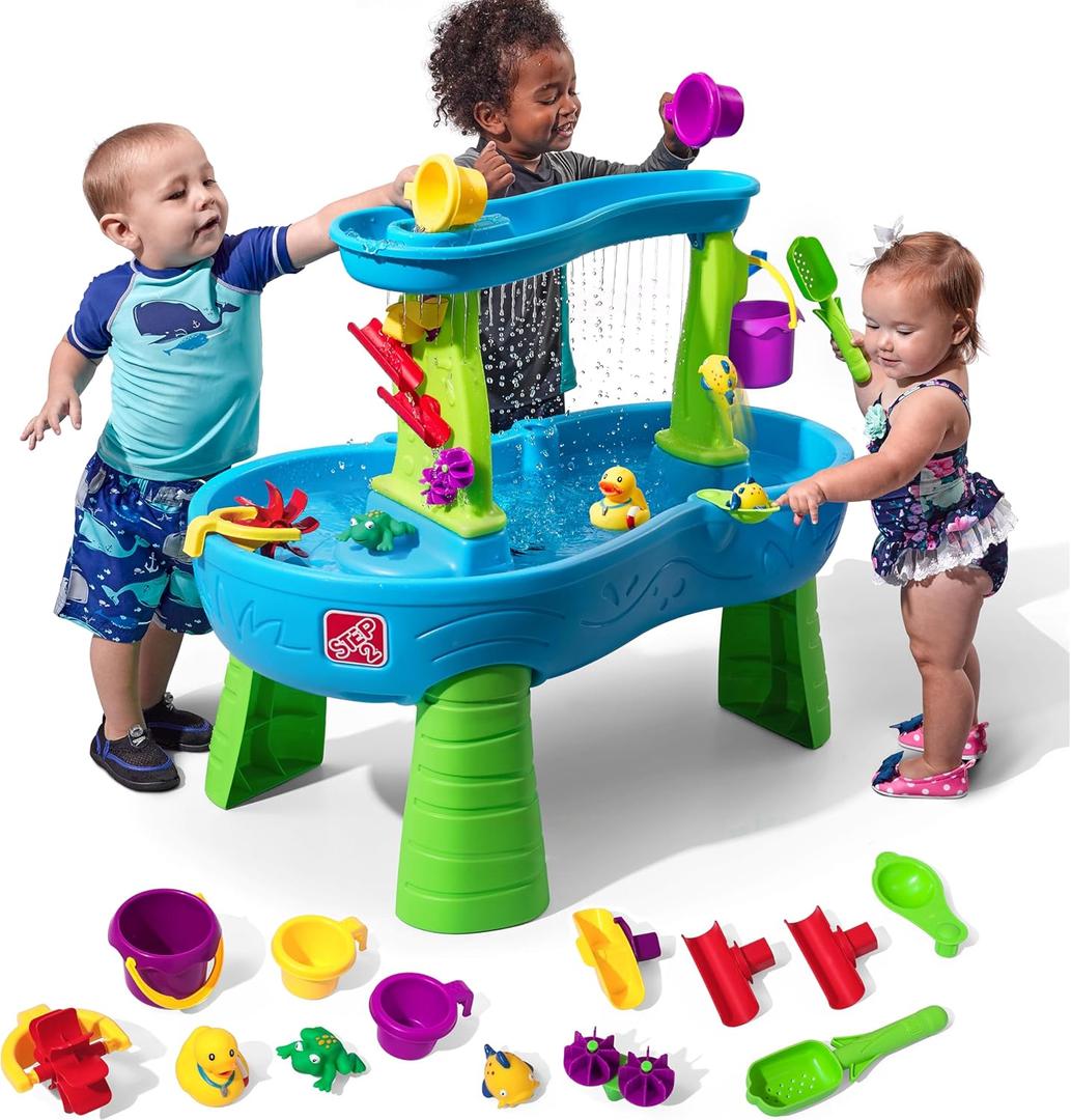 Step2 Rain Showers Splash Pond Water Table, Kids Water and Sand Activity Sensory Playset, Summer Outdoor Toys, 13 Piece Water Toy Accessories, For Toddlers 1.5+ Years Old, Blue & Green Step2 Rain Showers Splash Pond Water Table, Kids Water and Sand Activity Sensory Playset, Summer Outdoor Toys, 13 Piece Water Toy Accessories, For Toddlers 1.5+ Years Old, Blue & Green