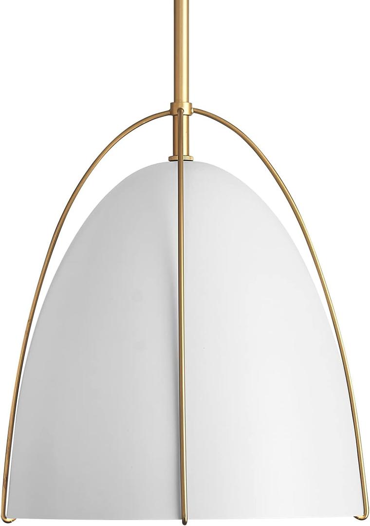 10in Dome Pendant Light White Kitchen Island Pendant Lighting Modern White & Gold Pendant Lights Fixture for Dining Room Kitchen Sink, E26