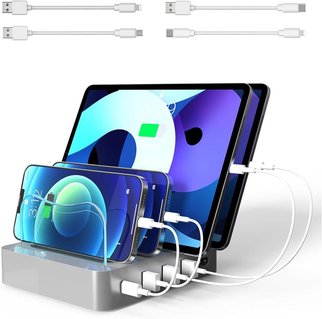 USB Charging Station Multiple Devices: 20W Fast Phone Charger Stand Dock, Compatible with Apple Cellphone iPad iPhone Tablet, Other Electronic