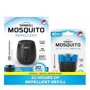 Thermacell Patio Shield Mosquito Repellent E-Series Rechargeable Repeller; 20’ Mosquito Protection Zone; Includes 12-Hour Repellent Refill & 40-Hour Refill; Bug Spray Alternative