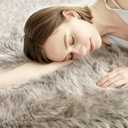 LOCHAS Soft Fluffy Faux Fur Rugs for Bedroom Bedside Rug 2x4 Feet, Washable, Furry Sheepskin Area Rug for Living Room Girls Room, Luxury Shag Carpet Home Decor, Beige