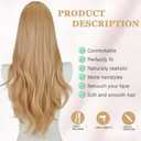 STYLER Long Light Brown Wavy Wig for Women 29 Inch Middle Part Curly Wavy Wig Splayed Bangs Synthetic Heat Resistant Fiber Wig for Daily Use