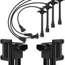 UF180 Ignition Coil & 90919-22386 Spark Plug Wire Set For 1997-2001 Toyota Camry Rav4 Solara L4 Replaces# UF181 5C1298 C1133