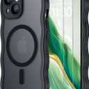 SPIDERCASE Magnetic for iPhone 15 Case, [Curly Wavy Edge] with [2 Tempered Glass Screen Protector] [Full Camera Protection] Anti-Fingerprint Anti-Scratch Case for iPhone 15 6.1, Black