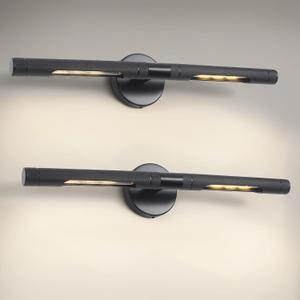 Hardwired Black Picture Light for Wall,23.6 Inch Knurled Wall Lights for Pictures Set of 2,Rotatable 360 Modern Gallery Light for Living Room Bathroom Study Room, E12 Bulbs Included