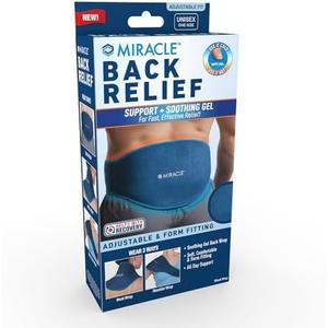 Miracle Back Relief Gel-Infused Compression Wrap for 360-Degree Neck, Shoulder & Back Support, Comfortable & Form Fitting Upper/Lower Back Support Wrap for Cold & Hot Compression M