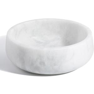White Marble Dog Bowls, Non-Slip Dog Food Water Bowl Small, Heavy Duty Pet Bowl for Cats and Medium Dogs, Weighted African Natural Marble, Holds 4 Cups(5lbs) (Namib Fantasy)