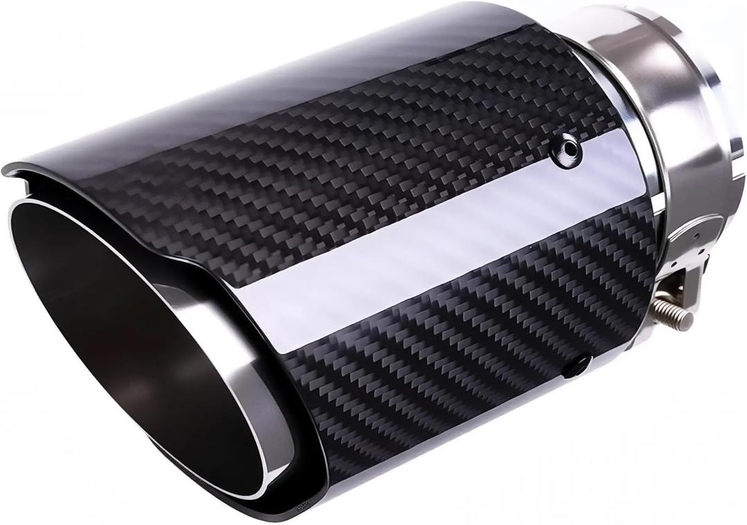 2"Inlet 3"Outlet Car Exhaust Tips Carbon Fiber Tailpipe Exhaust Pipe Tail Throat Tail Pipe Silver Need Height>3.5 Inch Widht>3.5 Inch