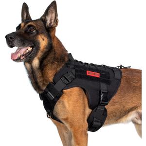 OneTigris Tactical Dog Harness Vest with Handle, Military Dog Harness for Large Medium Dogs,FIRE Watcher 2.0 No-Pull Service Dog Vest,Adjustable Dog Vest Harness for Walking Hiking Training(M,Black)