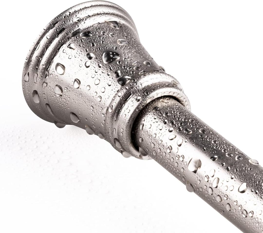SZXIMU Spring Tension Curtain Rod 27-43 Inch, Never Rust and Non-Slip Shower Curtain Rods with Trumpet End, Nickel